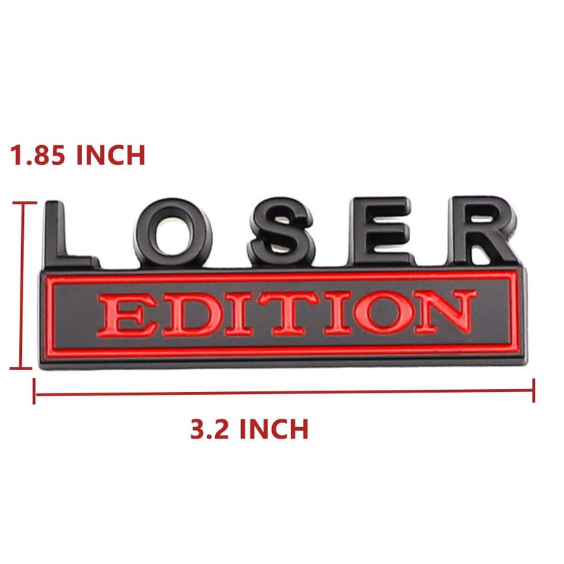 CARRUN 2 Pcs Loser Edition Emblem Car Side Rear Front Hood Trunk Door Badge 3D Decal Sticker for Car Truck SUV (Loser, Black Red) - Image 4